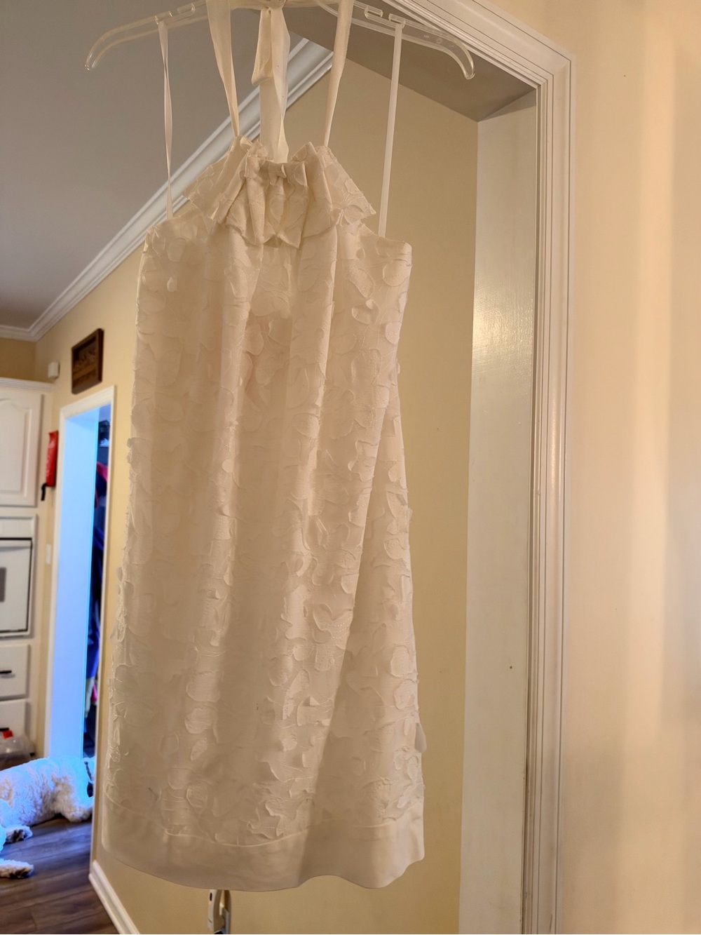 BCBG Women’s/Juniors Ivory Halter Floral Lace Dress